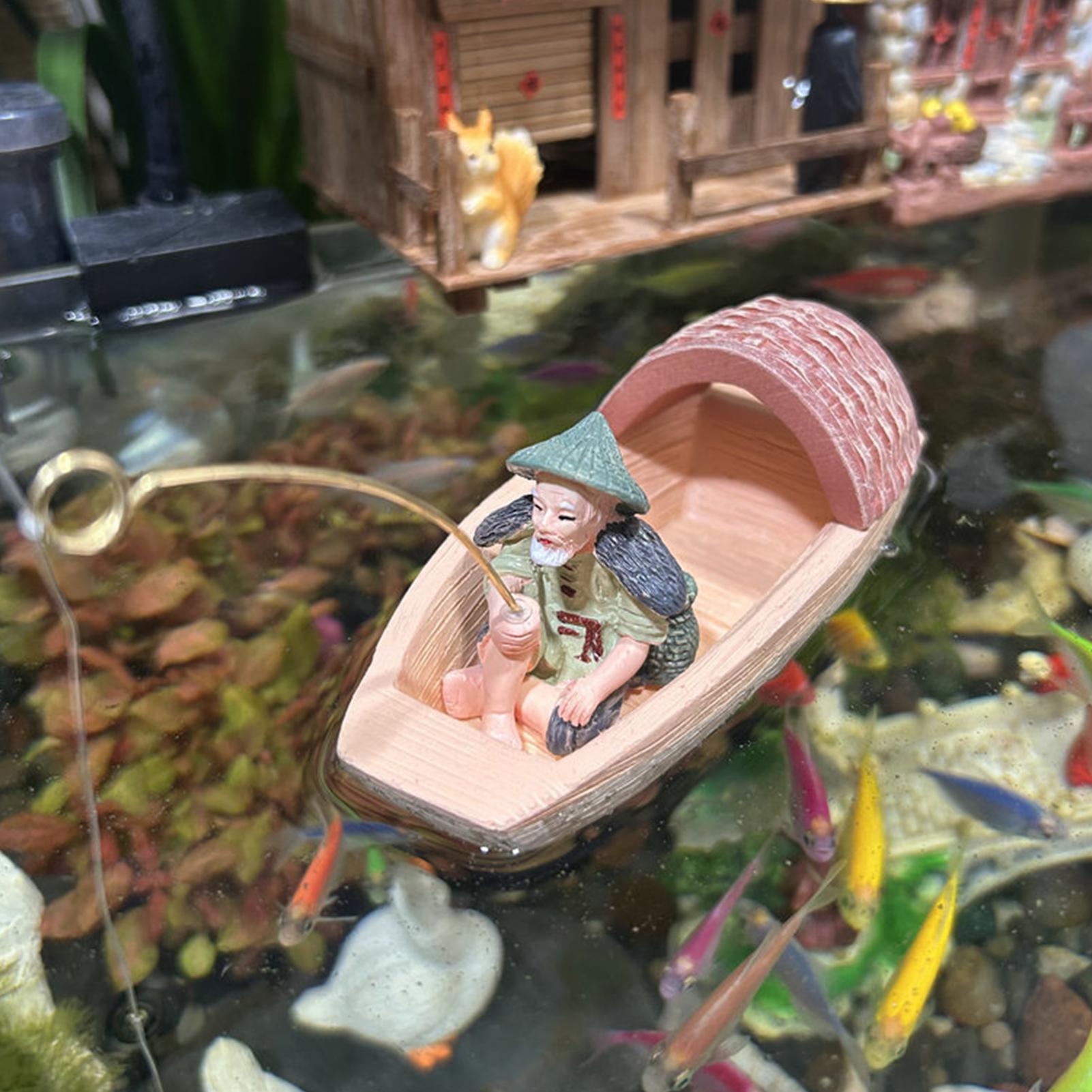 Resin Floating Fisherman Boat  - Aquarium Marina 리뷰 및 가격