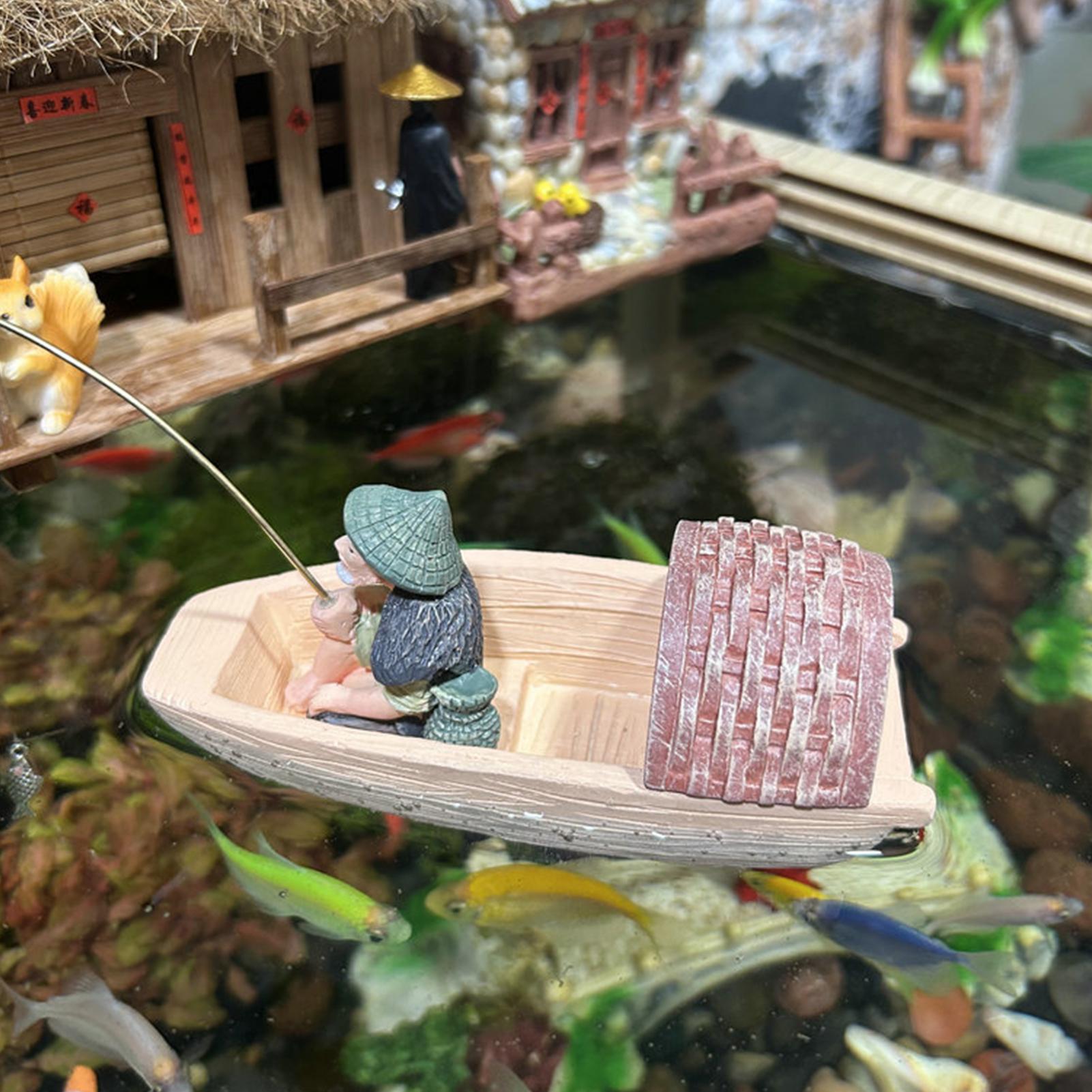 Resin Floating Fisherman Boat  - Aquarium Marina 리뷰 및 가격