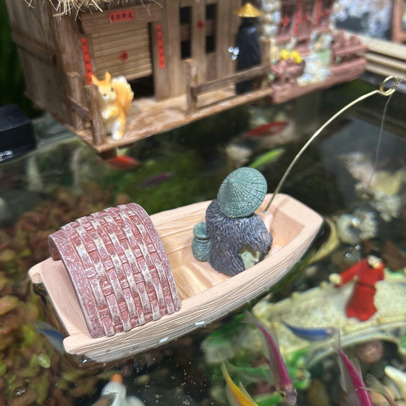 Resin Floating Fisherman Boat  - Aquarium Marina 리뷰 및 가격