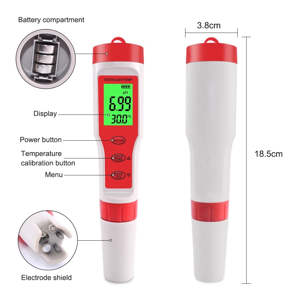 4 IN 1 TDS PH Meter PH/TDS/EC/ - Marine Aquarium Water Analyzer 리뷰 및 가격